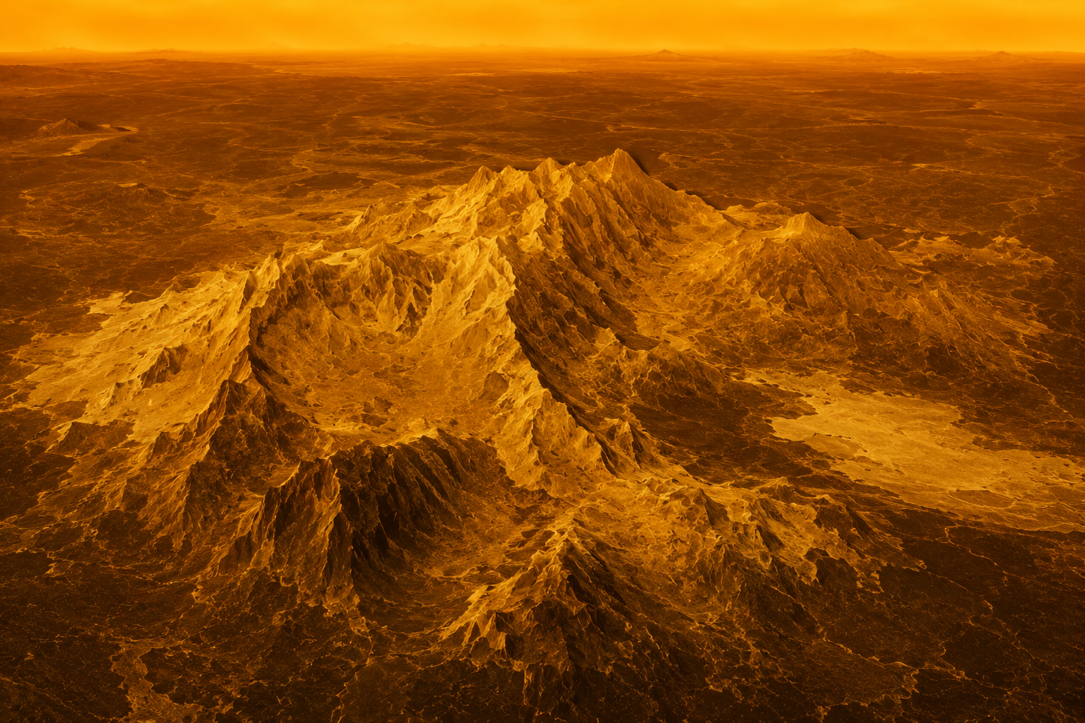 Radar view of Maxwell Montes, the tallest mountain range on Venus.