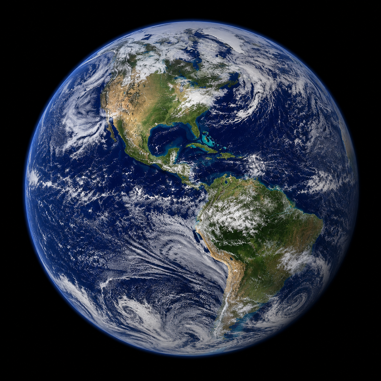 The famous "Blue Marble" view of Earth photographed from space