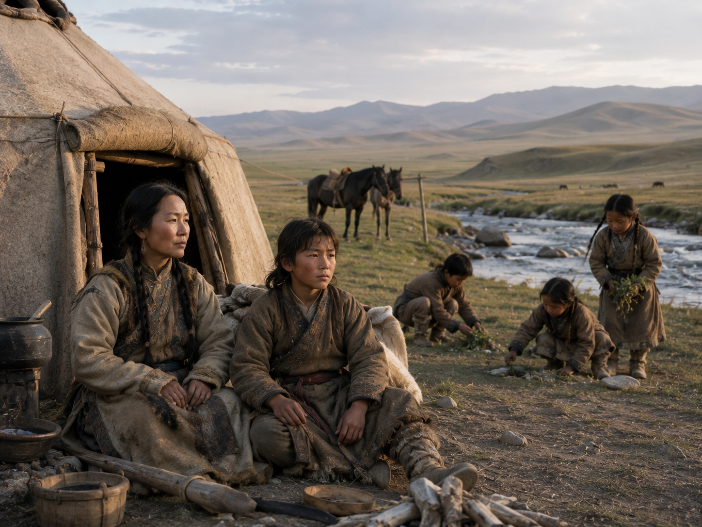 A historically grounded depiction of young Temüjin's family surviving on the Mongolian steppe.