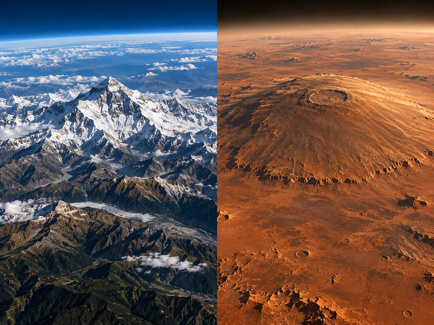 Mount Everest and Olympus Mons represent two very different ways that planetary mountains can form.